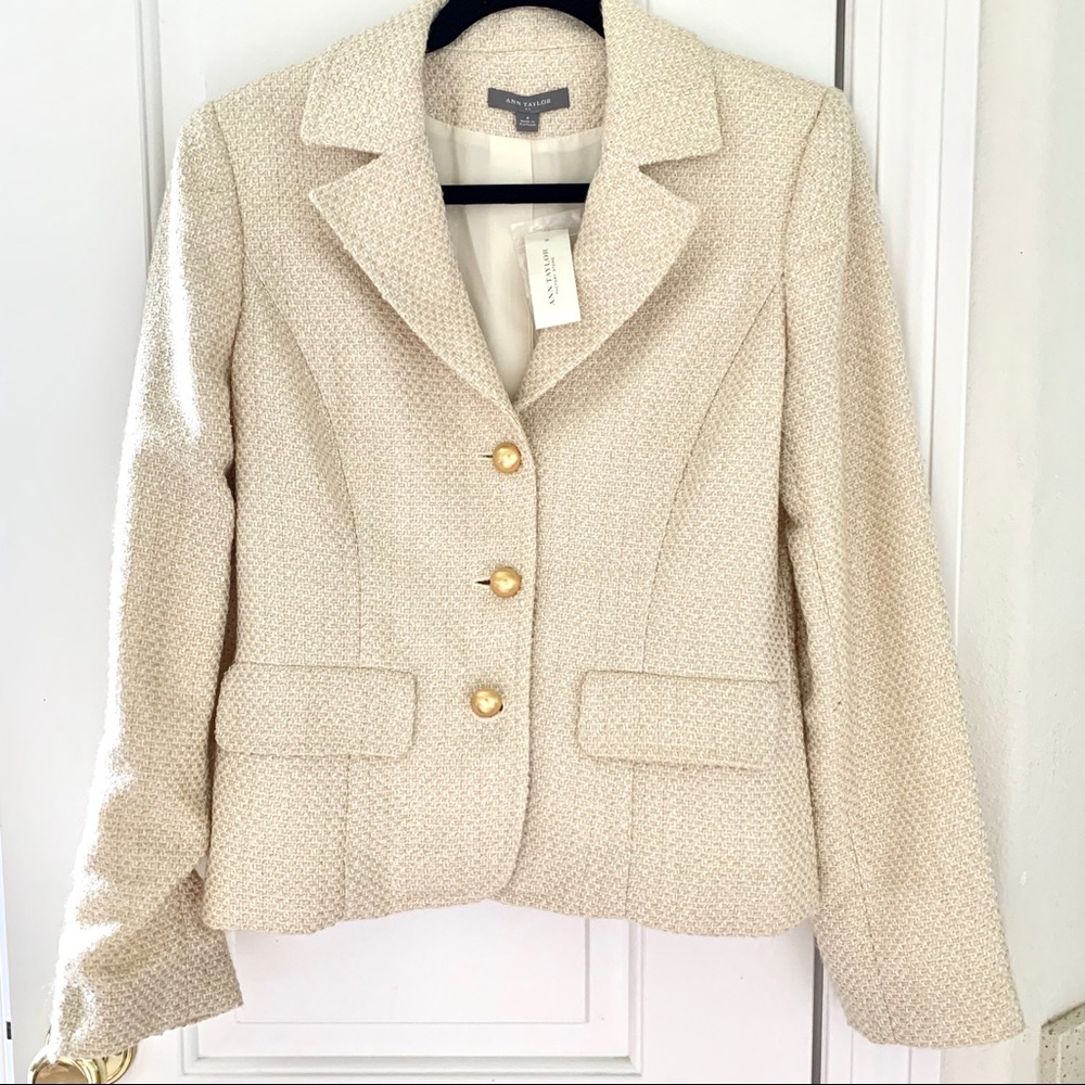 Cream and gold tweed blazer